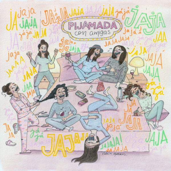 Pijamada con amigas a los 40 - Ilustración